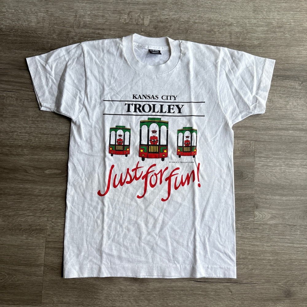 Vintage Kids Kansas City Trolley‎ Just For Fun! T-Shirt Screen Stars Best